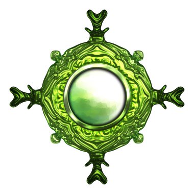 Beyaz arka planda izole bir mücevher. Mücevherli bir fantezi mücevherin 3 boyutlu görüntüsü. Masal elementi. Lüks grafik duvar kağıdı.