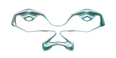 Üç boyutlu metalik illüstrasyon. Beyaz arka planda izole edilmiş fantezi çerçevesi. Davetiyeler, posterler, menü, hatıra defteri ve sunum için mükemmel. Metnin için şablon.