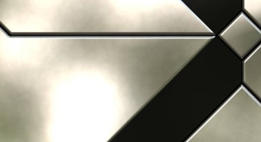 Üç boyutlu metalik doku. Uzay gemisi desenli yüzey. Aydınlık ve karanlık paneller. Fütürist soyut duvar kağıdı. Geometrik teknolojik yansıtıcı arkaplan.