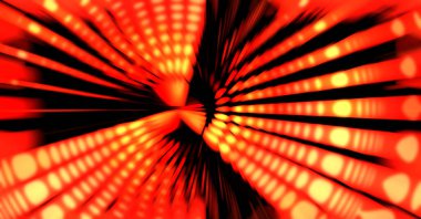 Siyah arkaplanda dönen ışık gösterisi. Lüks çizgiler. Parlak kıvrımlı duvar kağıdı. Uzay tüneli. Dönen ışık çemberi ya da maytap izi. Parlak konsept çizimi.