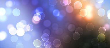 Kavramsal ışıklar duvar kağıdı. Güzel soyut çok renkli bokeh çemberleri parçacıklarla çevrili. Metninizi veya başlığınızı göstermek için boşluk ile odaklanmış olmayan canlı illüstrasyon. 