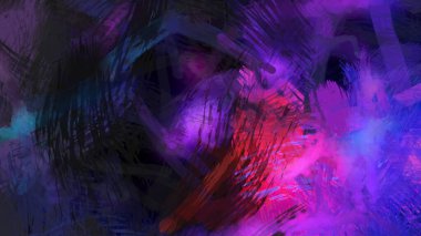 Soyut arkaplanda pürüzlü fırça darbeleri. Fırça boyası. Renkli boya darbeleri. Eşsiz duvar sanatı. Tuvaldeki modern sanat. Renkli çağdaş sanat eserleri.