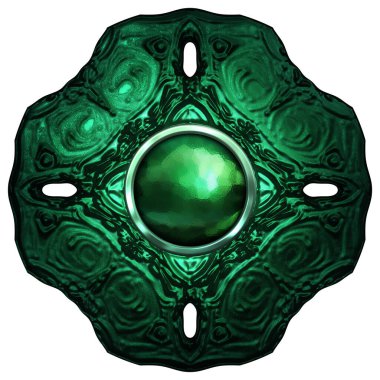 Beyaz arka planda izole bir mücevher. Mücevherli bir fantezi mücevherin 3 boyutlu görüntüsü. Masal elementi. Lüks grafik duvar kağıdı.