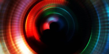 Parlayan neon ışıkları. Parlak sunum tasarım şablonu. Fotoğraf makinesi konsepti. Soyut arkaplan. Dönen ışık ışınları. Hareketli kavramsal duvar kağıdı. Grafik dijital illüstrasyon. 
