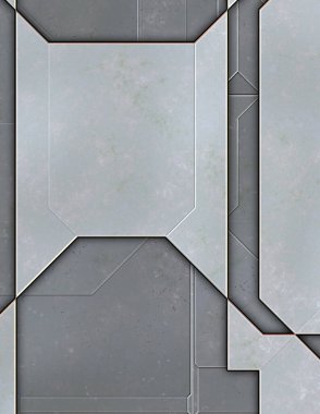 Katmanlı paneller. Fütürist soyut duvar kağıdı. Geometrik teknolojik yansıtıcı arka plan 3D metalik doku. Uzay gemisi desen yüzeyi.
