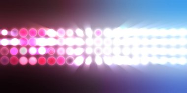 Parlak desenli duvar kağıdı. Sahne ışıkları olan renkli ışıkların ihtişamlı arkaplanı. Parlayan ışıklar siyah arka planda parti izleri. Sahne veya stadyum ışıklarının dijital illüstrasyonu. 