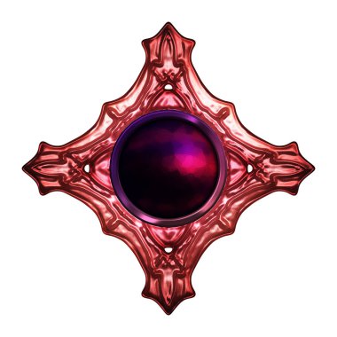 Beyaz arka planda izole bir mücevher. Mücevherli bir fantezi mücevherin 3 boyutlu görüntüsü. Masal elementi. Lüks grafik duvar kağıdı.