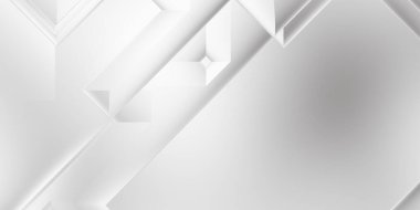 Beyaz 3d geometrik arka plan. Karanlık elementleri olan birinci sınıf soyut duvar kâğıdı. Poster, broşür, sunum ve web sitesi için özel tasarım. Moda lüks minimalist tasarım. Geometrik şablon. 