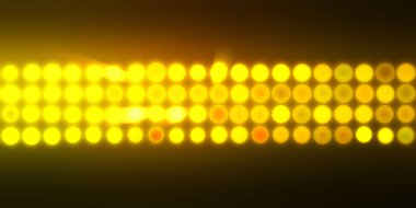 Parlak desenli duvar kağıdı. Sahne ışıkları olan renkli ışıkların ihtişamlı arkaplanı. Parlayan ışıklar siyah arka planda parti izleri. Sahne veya stadyum ışıklarının dijital illüstrasyonu. 