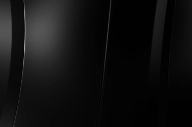 Siyah kıvrımlı yüzey. 3 boyutlu illüstrasyon. Soyut fütüristik geçmiş. Minimalist geometrik kapak tasarımı. Çarpık siyah çizgiler. Lüks dokuma duvar kağıdı. Zarif arkaplan.