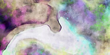 Kova desenli illüstrasyon. Çağdaş ve modern doku. Soyut renk boyama arka planı. Yaratıcı ve sanatsal duvar kağıdı. Fırçalanmış şekilleri ve lekeleri olan sanatsal duvar..