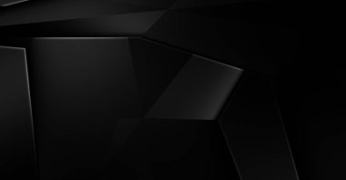 Lüks minimalist tasarım. Fütürist şablon. Karanlık elementleri olan birinci sınıf soyut duvar kâğıdı. Zarif bir zemin. Siyah üç boyutlu geometrik arkaplan. Poster, broşür, sunum için tasarım.