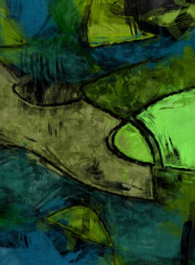 Tuval üzerinde etkileyici fırçalanmış resim. Kaotik resim. Taranmış Boyalı Soyut Arkaplan. Fırça darbesi ile boyanmış. Kaos duvarı sanatı. Sanatsal canlılık ve renkli duvar kağıdı.