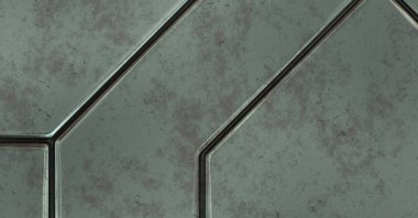 Gelecekçi kavramsal tasarım arka planı. Uzay gemisi desenli duvar kağıdı. Fırçalanmış teknoloji şablonu yüzeyi. Üç boyutlu illüstrasyon. SciFi panelleri duvar.