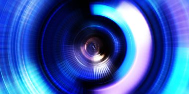 Parlayan neon ışıkları. Parlak sunum tasarım şablonu. Fotoğraf makinesi konsepti. Soyut arkaplan. Dönen ışık ışınları. Hareketli kavramsal duvar kağıdı. Grafik dijital illüstrasyon. 