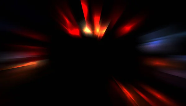 Динамічні Промені Світла Ізольовані Чорному Тлі Графічна Ілюстрація Сяючих Барвистих — стокове фото