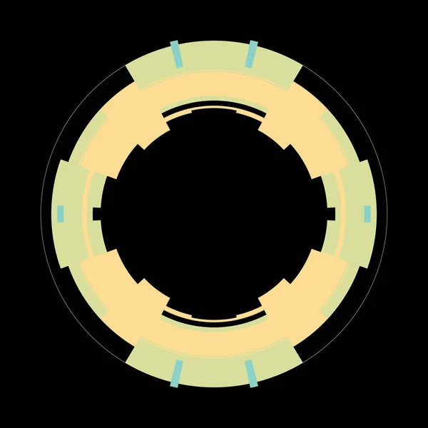未来的な円形のハードインターフェイス要素 抽象円幾何学的背景 デジタル技術のグラフィックイラスト — ストック写真