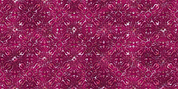 Renkli kumaş arka planında moda tarzında gümüş örgü süsü olan lüks, kusursuz bir şablon. Duvar kağıtları ve tekstil baskısı için tasarım. Lüks, ışıl ışıl metalimsi fantezi dokusu.