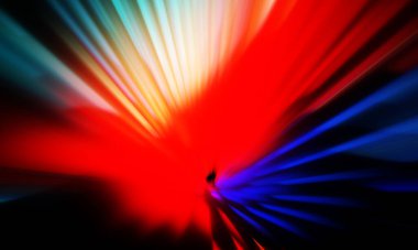 Siyah zemin üzerinde ışık parçacığı izleri. Parlayan parçacıkları ve çizgileri olan ışık patlaması yıldızı. Güzel hareketli soyut ışınlar duvar kağıdı. Renkli Patlama grafiği. Işık ışınlarının patlaması. 