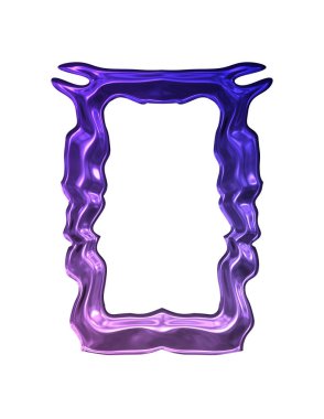 Üç boyutlu metalik illüstrasyon. Beyaz arka planda izole edilmiş fantezi çerçevesi. Davetiyeler, posterler, menü, hatıra defteri ve sunum için mükemmel. Metnin için şablon.