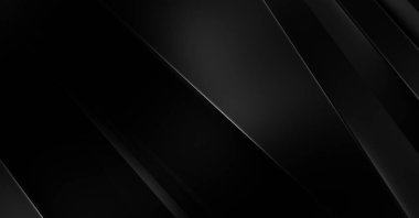 Geometrik katmanlı 3 boyutlu siyah arkaplan. Soyut koyu fütüristik duvar kağıdı. Zarif, parlak çizgili arka plan. Poster, broşür, sunum ve web sitesi için geometrik şablon tasarımı.