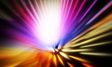 Siyah zemin üzerinde ışık parçacığı izleri. Parlayan parçacıkları ve çizgileri olan ışık patlaması yıldızı. Güzel hareketli soyut ışınlar duvar kağıdı. Renkli Patlama grafiği. Işık ışınlarının patlaması. 