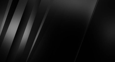 Geometrik katmanlı 3 boyutlu siyah arkaplan. Soyut koyu fütüristik duvar kağıdı. Zarif, parlak çizgili arka plan. Poster, broşür, sunum ve web sitesi için geometrik şablon tasarımı.