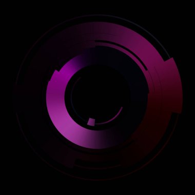 Gelecekçi hud arayüzü elementi. Soyut geometrik arkaplan. Dijital teknolojinin grafiksel çizimi siyah arkaplanda izole edildi..