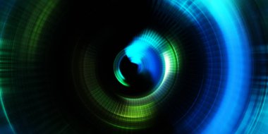 Parlayan neon ışıkları. Parlak sunum tasarım şablonu. Fotoğraf makinesi konsepti. Soyut arkaplan. Dönen ışık ışınları. Hareketli kavramsal duvar kağıdı. Grafik dijital illüstrasyon. 