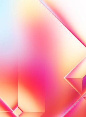 3 boyutlu illüstrasyon. Moda, basit geometrik renk gradyan arkaplan. Geometrik dinamik şekiller. Gölgeli teknoloji dijital şablonu ve gradyan arkaplanda ışıklar.  