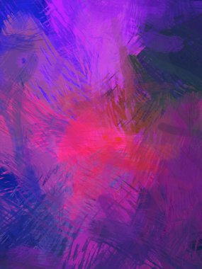 Soyut arkaplanda pürüzlü fırça darbeleri. Fırça boyası. Renkli boya darbeleri. Eşsiz duvar sanatı. Tuvaldeki modern sanat. Renkli çağdaş sanat eserleri.