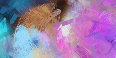 Soyut arkaplanda pürüzlü fırça darbeleri. Fırça boyası. Renkli boya darbeleri. Eşsiz duvar sanatı. Tuvaldeki modern sanat. Renkli çağdaş sanat eserleri.