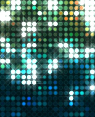 Parlak desenli duvar kağıdı. Sahne ışıkları olan renkli ışıkların ihtişamlı arkaplanı. Parlayan ışıklar siyah arka planda parti izleri. Sahne veya stadyum ışıklarının dijital illüstrasyonu. 