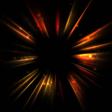 Işık huzmeleri ve parlayan parçacıkların kesiştiği güzel bir zemin. Canlı renkli ışıkların duvar kâğıdı. Parlak ışık görüntüsü.