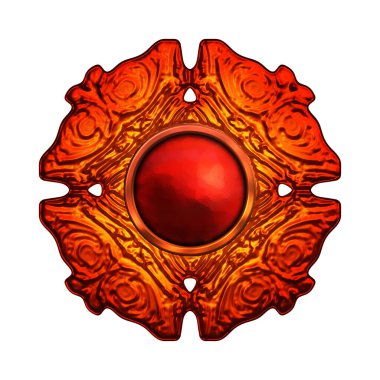 Beyaz arka planda izole bir mücevher. Mücevherli bir fantezi mücevherin 3 boyutlu görüntüsü. Masal elementi. Lüks grafik duvar kağıdı.