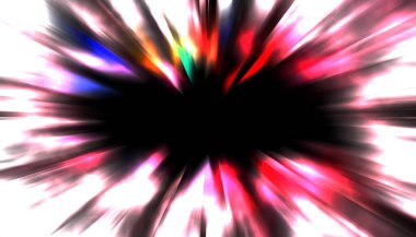 Siyah arkaplanda izole edilmiş dinamik ışık ışınları. Parlayan renkli ışık parçacıklarının grafiksel 2d çizimi.