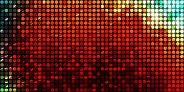 Parlayan ışıklar siyah arka planda parti izleri. Sahne veya stadyum ışıklarının dijital illüstrasyonu. Parlak desenli duvar kağıdı. Sahne ışıkları ile renkli ışıkların ihtişamlı arkaplanı.