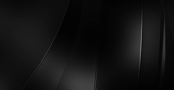 Black curvy pattern surface. 3d illustration. Abstract futuristic background. Minimalist geometric cover design. Warped black stripes. Luxury relief texture wallpaper. Elegant backdrop.