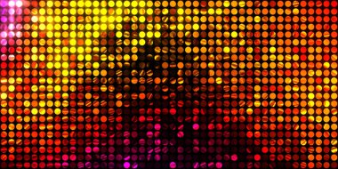 Parlayan ışıklar siyah arka planda parti izleri. Sahne veya stadyum ışıklarının dijital illüstrasyonu. Parlak desenli duvar kağıdı. Sahne ışıkları ile renkli ışıkların ihtişamlı arkaplanı.