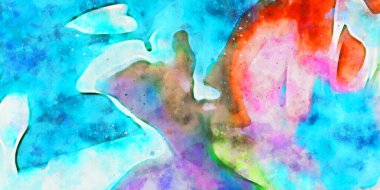 Kova desenli illüstrasyon. Çağdaş ve modern doku. Soyut renk boyama arka planı. Yaratıcı ve sanatsal duvar kağıdı. Fırçalanmış şekilleri ve lekeleri olan sanatsal duvar..