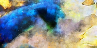 Kova desenli illüstrasyon. Çağdaş ve modern doku. Soyut renk boyama arka planı. Yaratıcı ve sanatsal duvar kağıdı. Fırçalanmış şekilleri ve lekeleri olan sanatsal duvar..