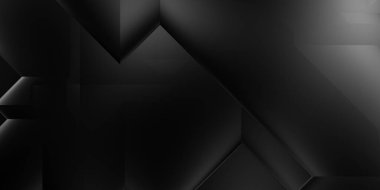 Siyah üç boyutlu geometrik arkaplan. Moda lüks minimalist tasarım. Geometrik şablon. Karanlık elementleri olan birinci sınıf soyut duvar kâğıdı. Poster, broşür, sunum, web sitesi için özel tasarım.
