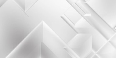 Beyaz 3d geometrik arka plan. Karanlık elementleri olan birinci sınıf soyut duvar kâğıdı. Poster, broşür, sunum ve web sitesi için özel tasarım. Moda lüks minimalist tasarım. Geometrik şablon. 