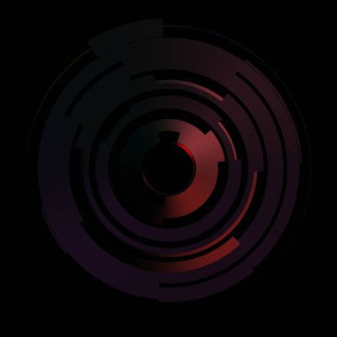 Gelecekçi hud arayüzü elementi. Soyut geometrik arkaplan. Dijital teknolojinin grafiksel çizimi siyah arkaplanda izole edildi..