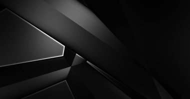 Lüks minimalist tasarım. Fütürist şablon. Karanlık elementleri olan birinci sınıf soyut duvar kâğıdı. Zarif bir zemin. Siyah üç boyutlu geometrik arkaplan. Poster, broşür, sunum için tasarım.