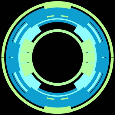 Fütürist dairesel gövde arayüzü elementi. Soyut çember geometrik arkaplan. Dijital teknolojinin grafiksel çizimi.