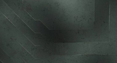 Çukur SciFi panelleri duvar. Üç boyutlu illüstrasyon. Gelecekçi kavramsal tasarım arka planı. Uzay gemisi desenli duvar kağıdı. Fırçalanmış teknoloji desen yüzeyi. 