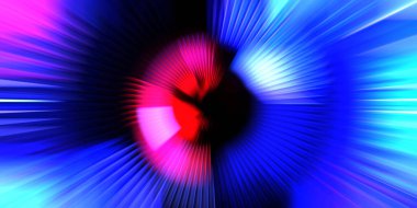 Hareketli kavramsal duvar kağıdı. Grafik dijital illüstrasyon. Parlayan neon ışıkları. Parlak sunum tasarım şablonu. Soyut arkaplan. Dönen ışık ışınları. 