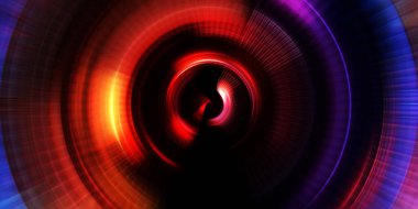 Parlayan neon ışıkları. Parlak sunum tasarım şablonu. Fotoğraf makinesi konsepti. Soyut arkaplan. Dönen ışık ışınları. Hareketli kavramsal duvar kağıdı. Grafik dijital illüstrasyon. 