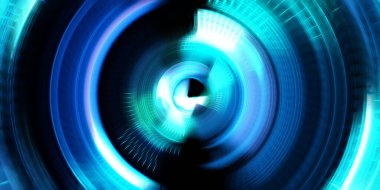 Fotoğraf makinesi konsepti. Soyut arkaplan. Dönen ışık ışınları. Hareketli kavramsal duvar kağıdı. Grafik dijital illüstrasyon. Parlayan neon ışıkları. Parlak sunum tasarım şablonu.